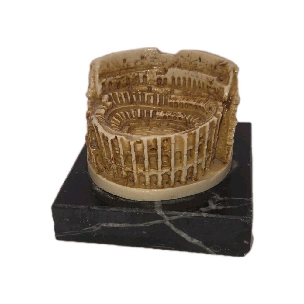 Mini Roman Colosseum Figurine With Black Marble Or Granite Base 3  Inches